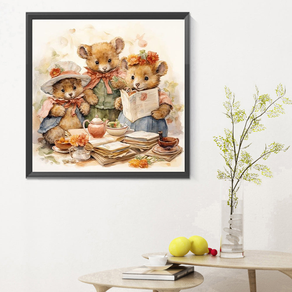 Warm Animal Family - Full Round Drill Diamond Painting 30*30CM
