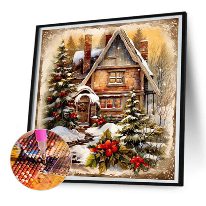 Snow Cabin - Full Round Drill Diamond Painting 30*30CM