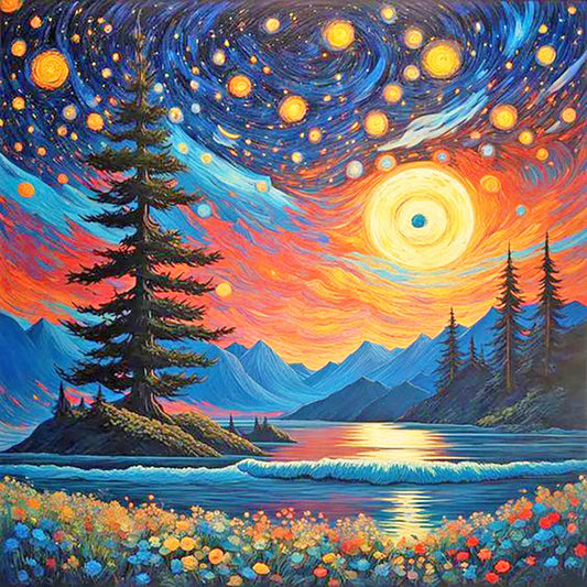 Xiaguang Lakeside - Full Round Drill Diamond Painting 30*30CM