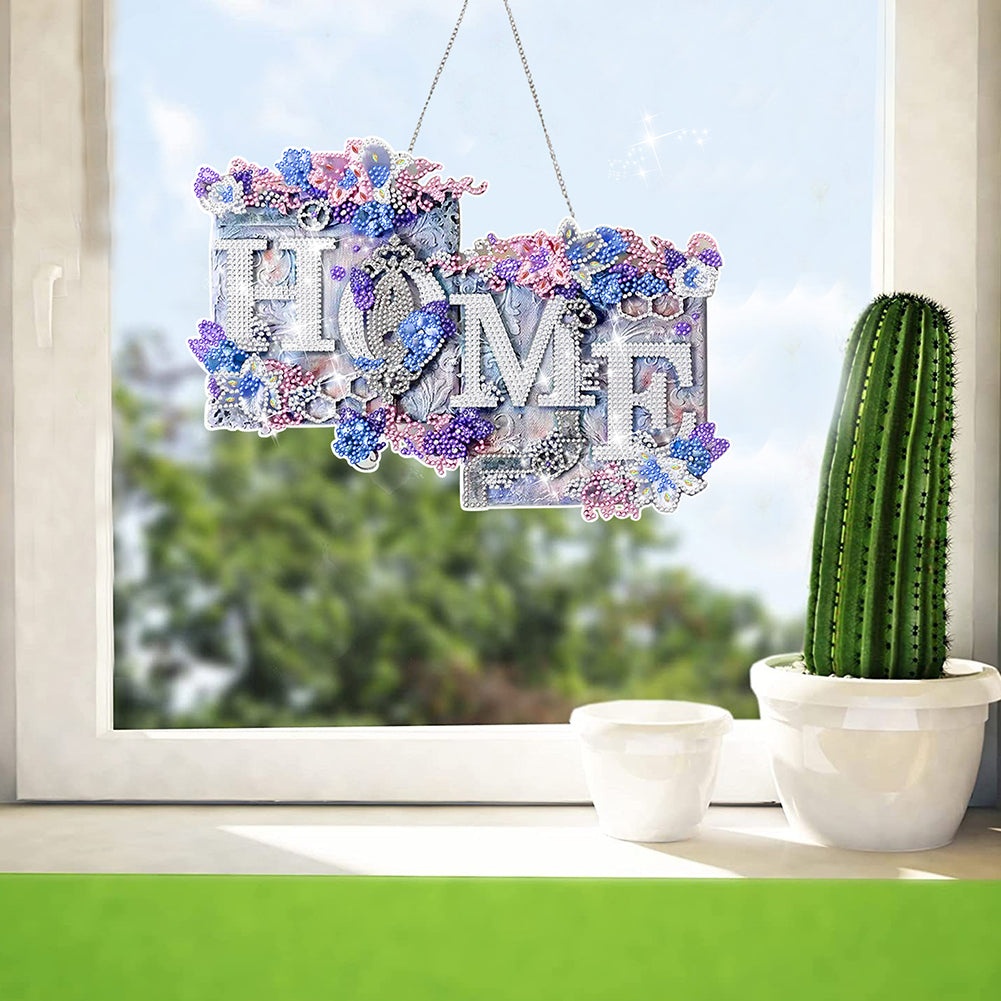 Acrylic Sweet Home Single-Sided Diamond Painting Hanging Pendant for Wall Decor