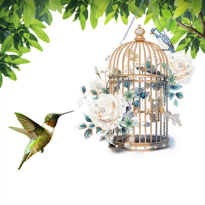 Acrylic Flower Birdcage Single-Sided DIY Diamond Painting Hanging Pendant (#2)