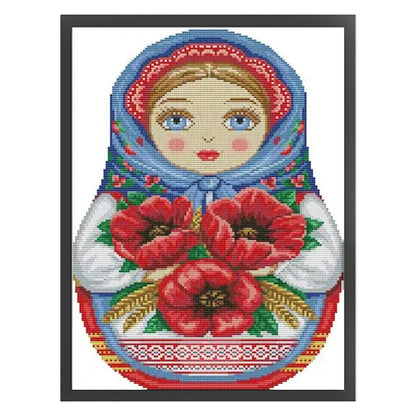 Russian Matryoshka Doll(9) - 14CT Stamped Cross Stitch 30*41CM(Joy Sunday)