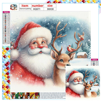 Santa Claus Watching Snow Scene - Full Square Drill Diamond Painting 30*30CM