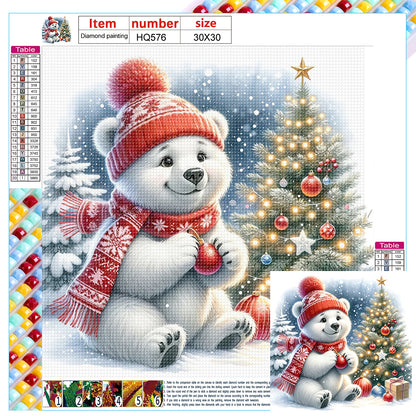 Winter White Bear Prepares Accessories - Full Square Drill Diamond Painting 30*30CM