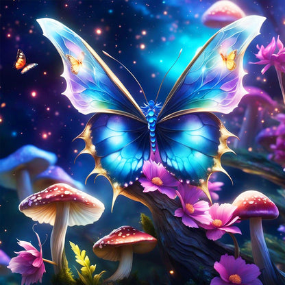 Butterfly¡¤Mushroom - Full Round Drill Diamond Painting 30*30CM
