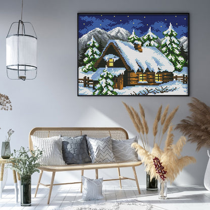 Winter Fairy Tale House(1) - 14CT Stamped Cross Stitch 29*22CM(Joy Sunday)