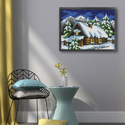 Winter Fairy Tale House(1) - 14CT Stamped Cross Stitch 29*22CM(Joy Sunday)