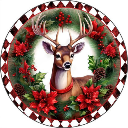 Garland Reindeer - Full Round Drill Diamond Painting 30*30CM