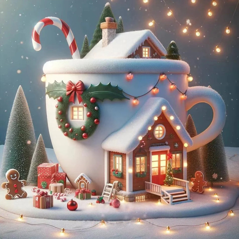Winter Glow Cabin - Full Round Drill Diamond Painting 30*30CM