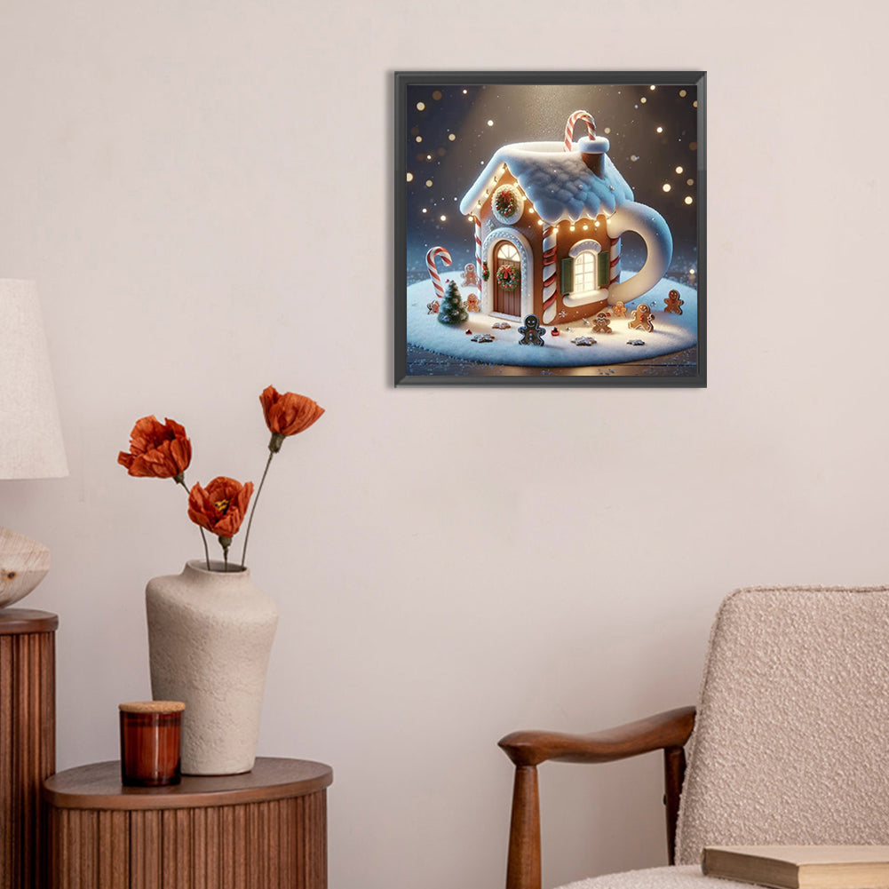 Winter Glow Cabin - Full Round Drill Diamond Painting 30*30CM