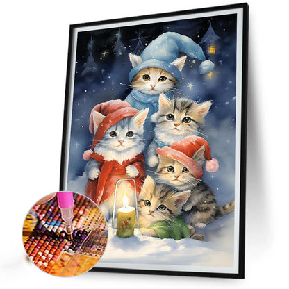 Santa Hat Cat - Full Square Drill Diamond Painting 30*40CM