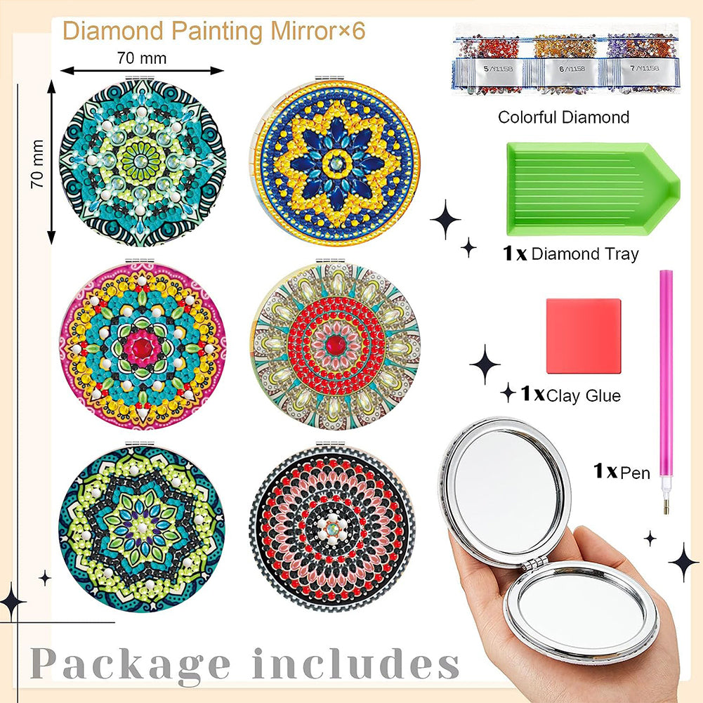 Double Sided Special Shape Diamond Painting Mirror Kit Gift for Women Girls (#6)