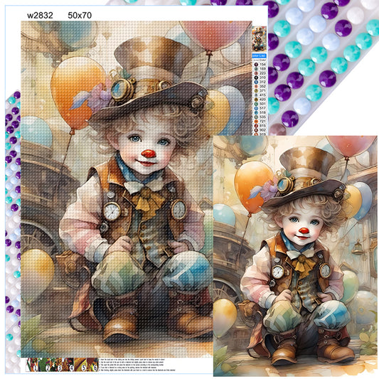 Clown Boy - Full Round Drill Diamond Painting 50*70CM