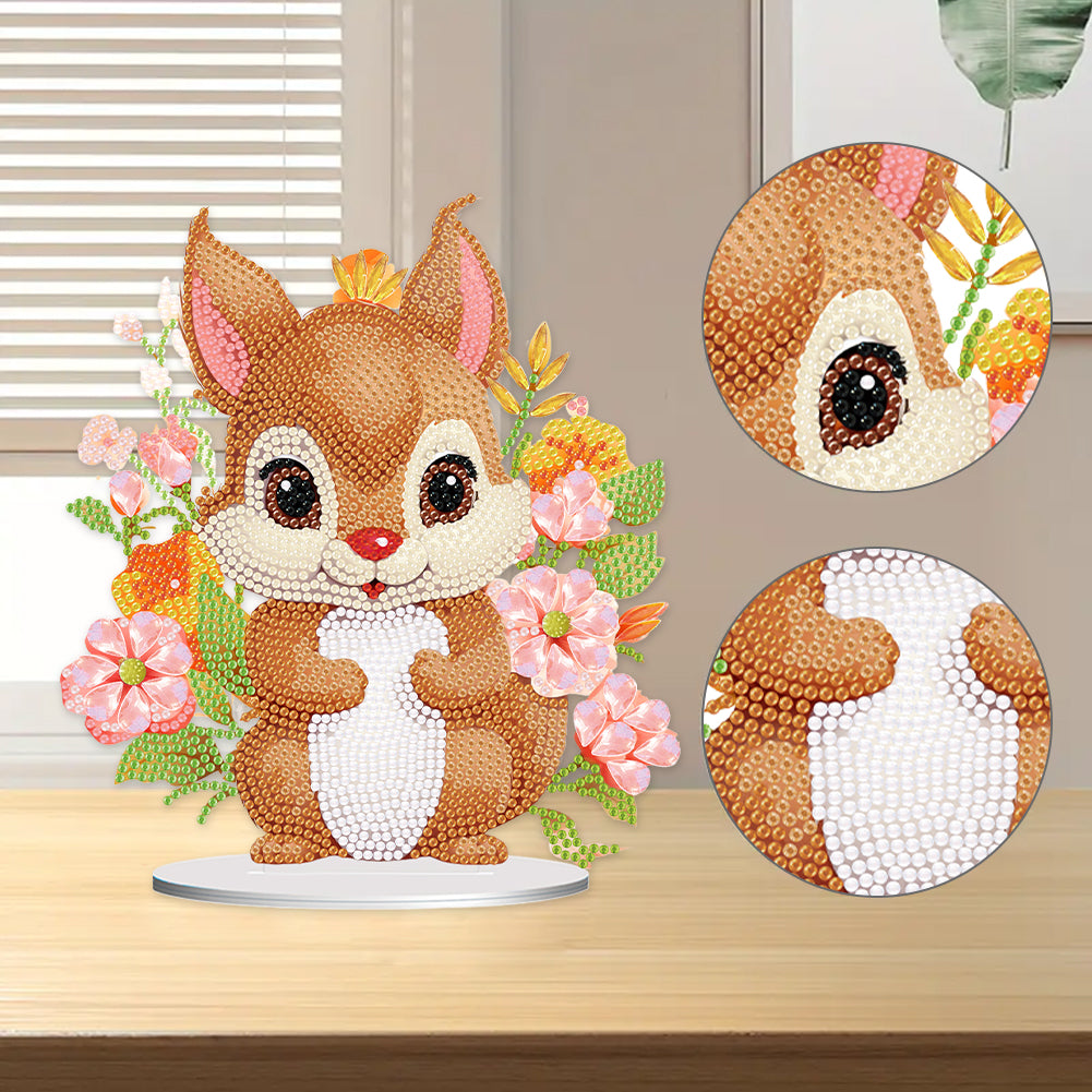 Acrylic Diamond Painting Desktop Decoration for Office Decor(Flower Squirrel #5)