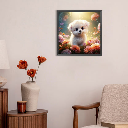 Puppy In Forest - Full Round Drill Diamond Painting 30*30CM