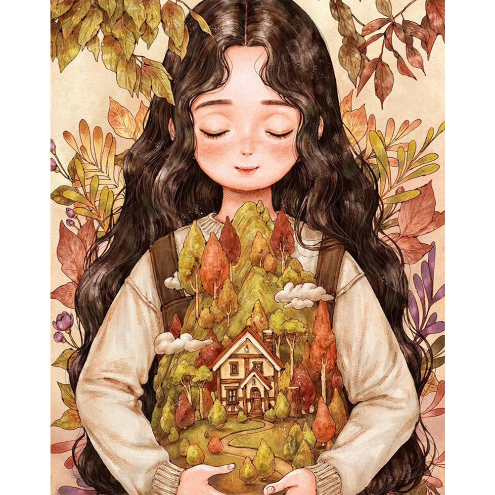 Cartoon Girl - 11CT Stamped Cross Stitch 50*60CM