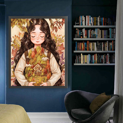 Cartoon Girl - 11CT Stamped Cross Stitch 50*60CM