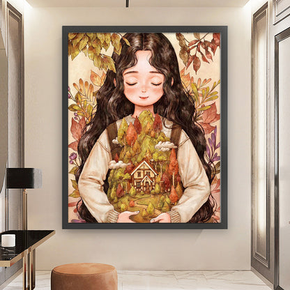 Cartoon Girl - 11CT Stamped Cross Stitch 50*60CM