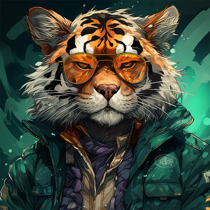 Anthropomorphic Tiger - Full Round Drill Diamond Painting 40*40CM