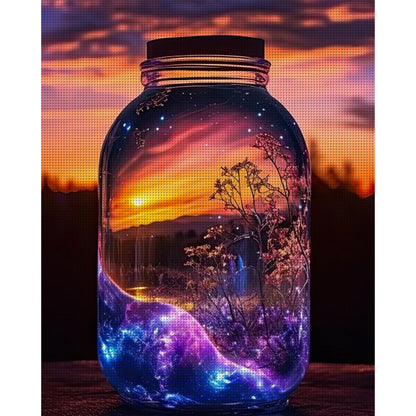 Fantasy Glass Bottle - 11CT Stamped Cross Stitch 35*45CM