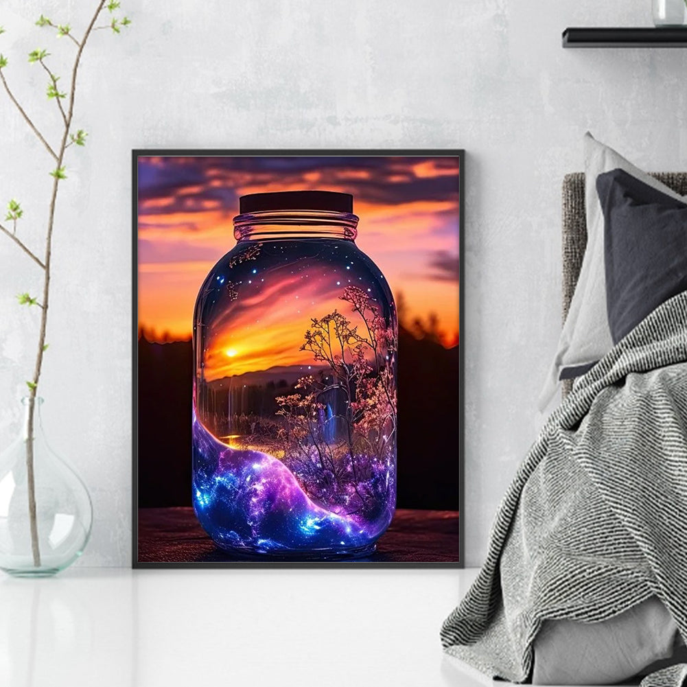 Fantasy Glass Bottle - 11CT Stamped Cross Stitch 35*45CM