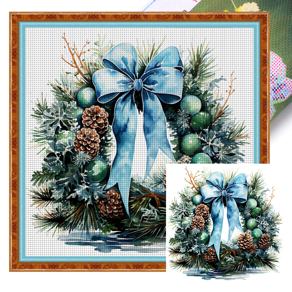 Wreath - 18CT Stamped Cross Stitch 30*30CM