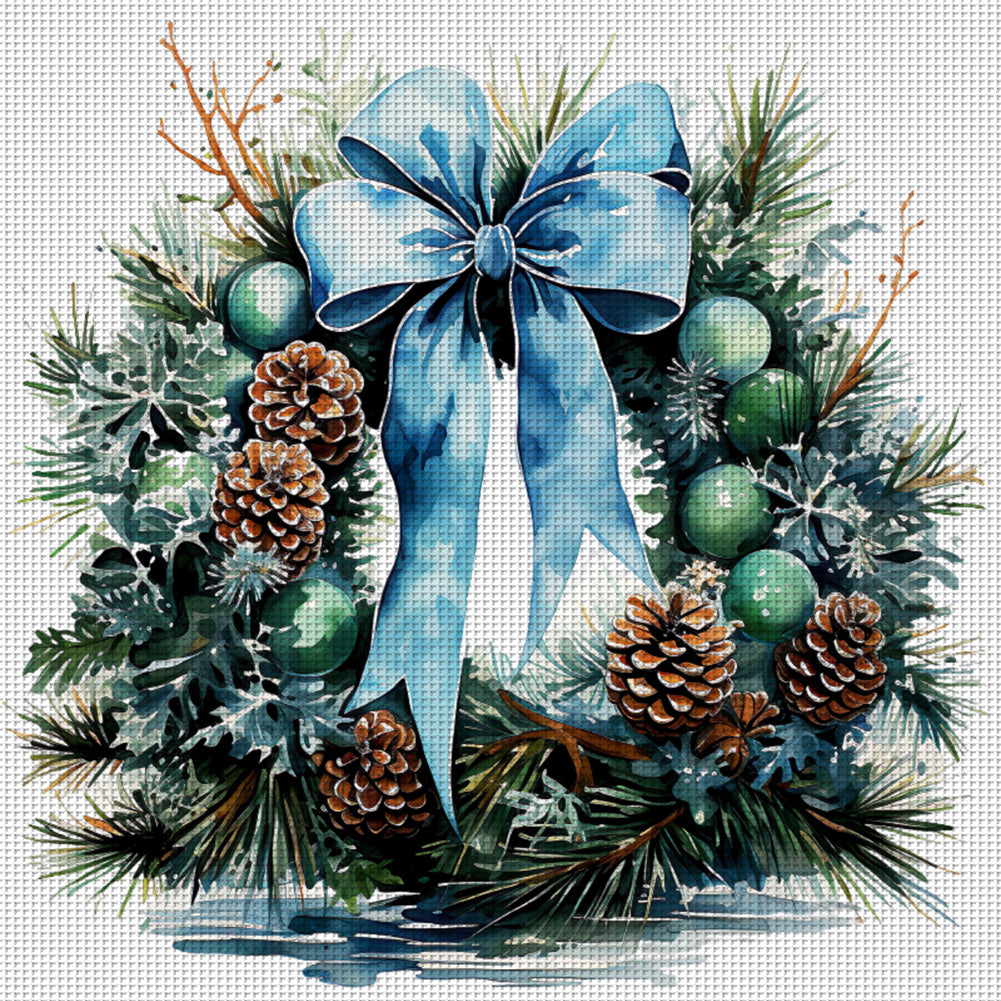 Wreath - 18CT Stamped Cross Stitch 30*30CM