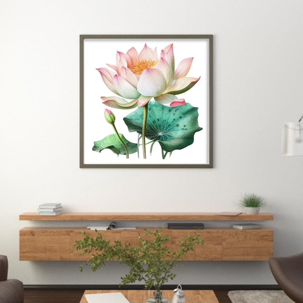 Lotus - 11CT Stamped Cross Stitch 40*40CM