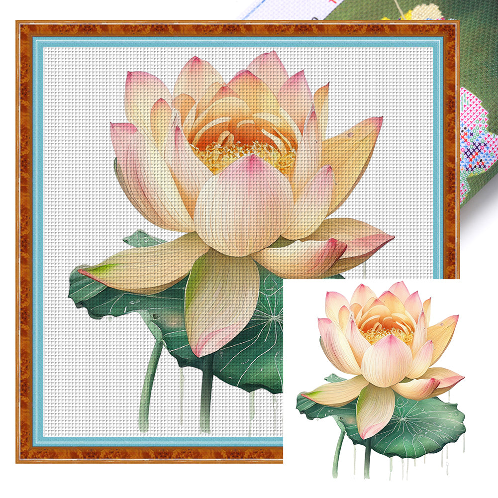 Lotus - 11CT Stamped Cross Stitch 40*40CM