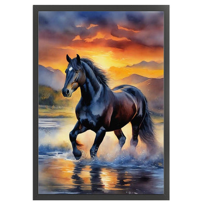 Flowers And Horses - 11CT Stamped Cross Stitch 40*60CM