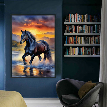 Flowers And Horses - 11CT Stamped Cross Stitch 40*60CM