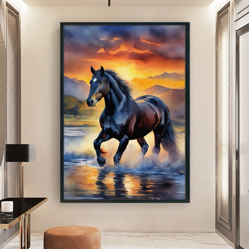 Flowers And Horses - 11CT Stamped Cross Stitch 40*60CM