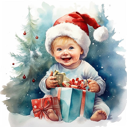 Christmas Cute Baby - 11CT Stamped Cross Stitch 45*45CM