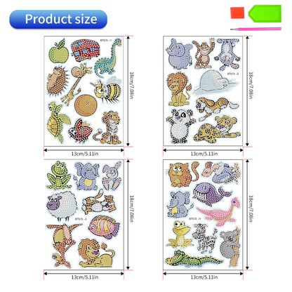 35 PCS Diamond Painting Sticker Gem Sticker for Boy Gift (Milk Cow Tiger Rabbit)