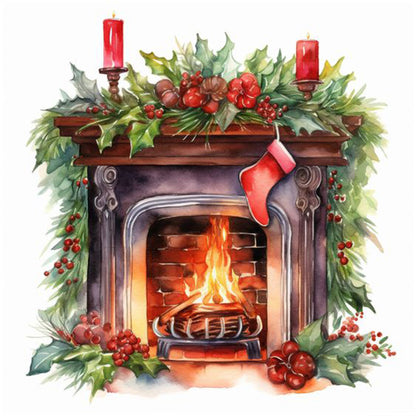Fireplace - Full Round Drill Diamond Painting 30*30CM