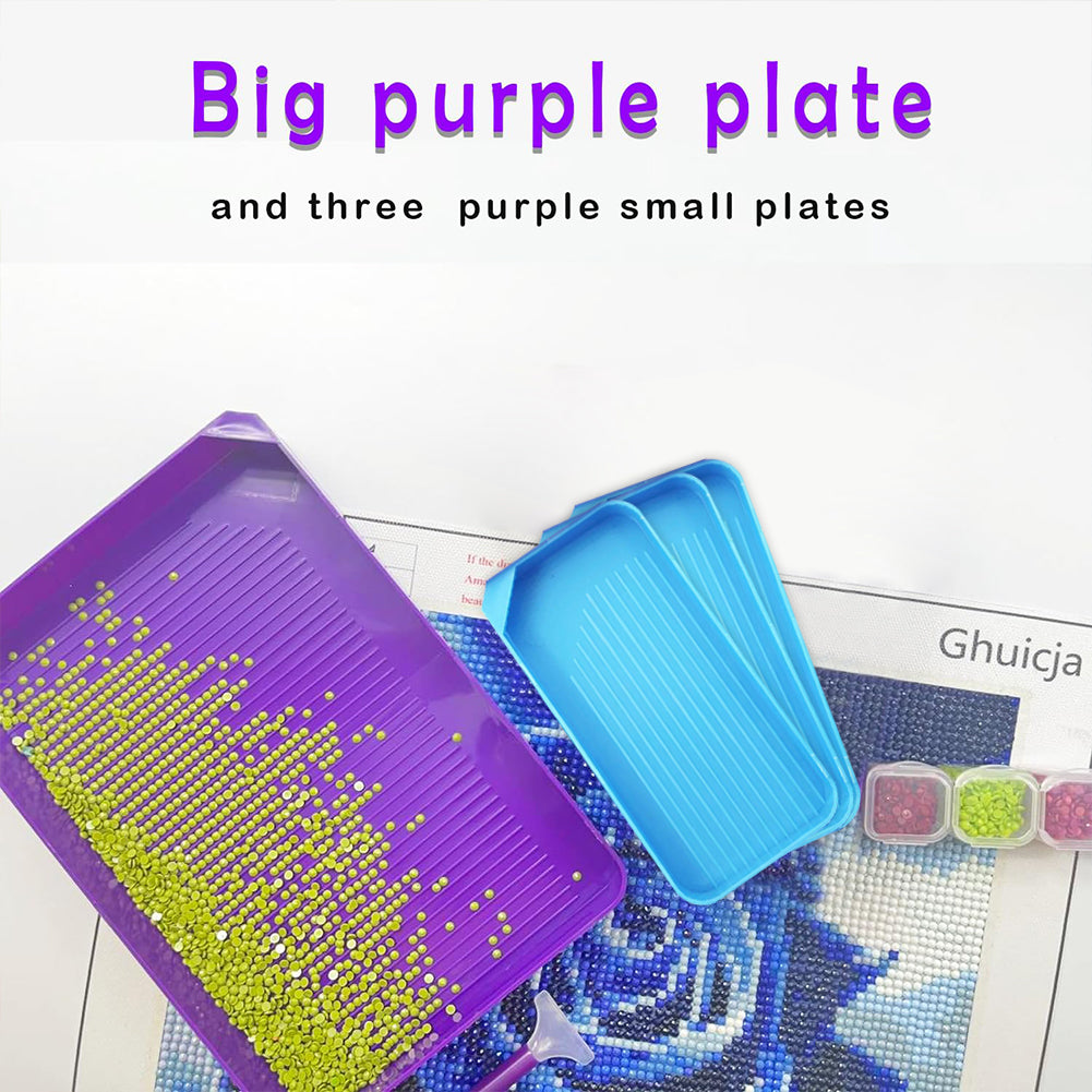 4 Set Large Diamond Art Painting Bead Sorting Trays for DIY Art Craft (Blue)