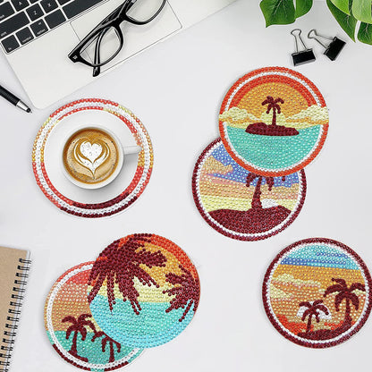 8 PCS Wooden Diamond Painting Art Coasters Kits with Holder (Dazzling Holiday)