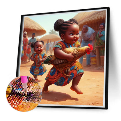 Black Kid - Full Round Drill Diamond Painting 40*40CM