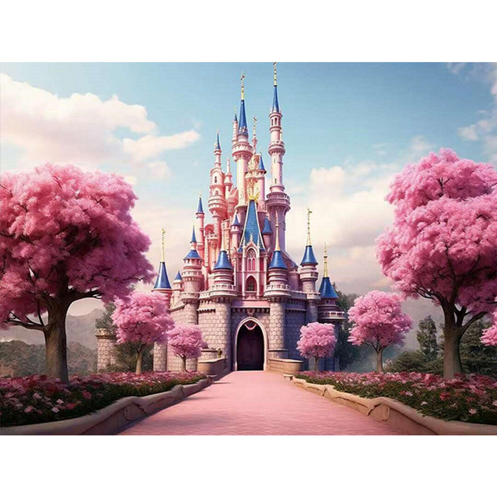 Pink Castle - Full Square Drill Diamond Painting 40*30CM