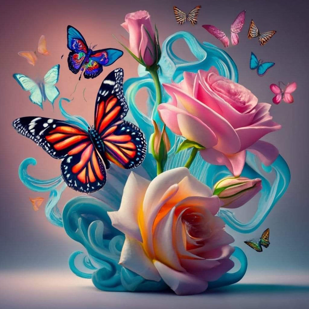 Colorful Butterfly - Full Round Drill Diamond Painting 30*30CM