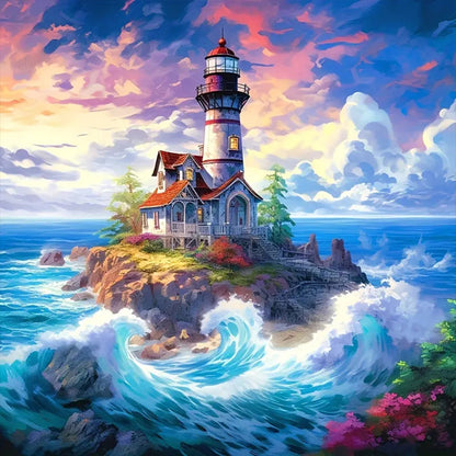 Sea Lighthouse - Full Round Drill Diamond Painting 40*40CM