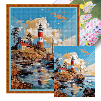 Sea Lighthouse - 11CT Stamped Cross Stitch 50*60CM