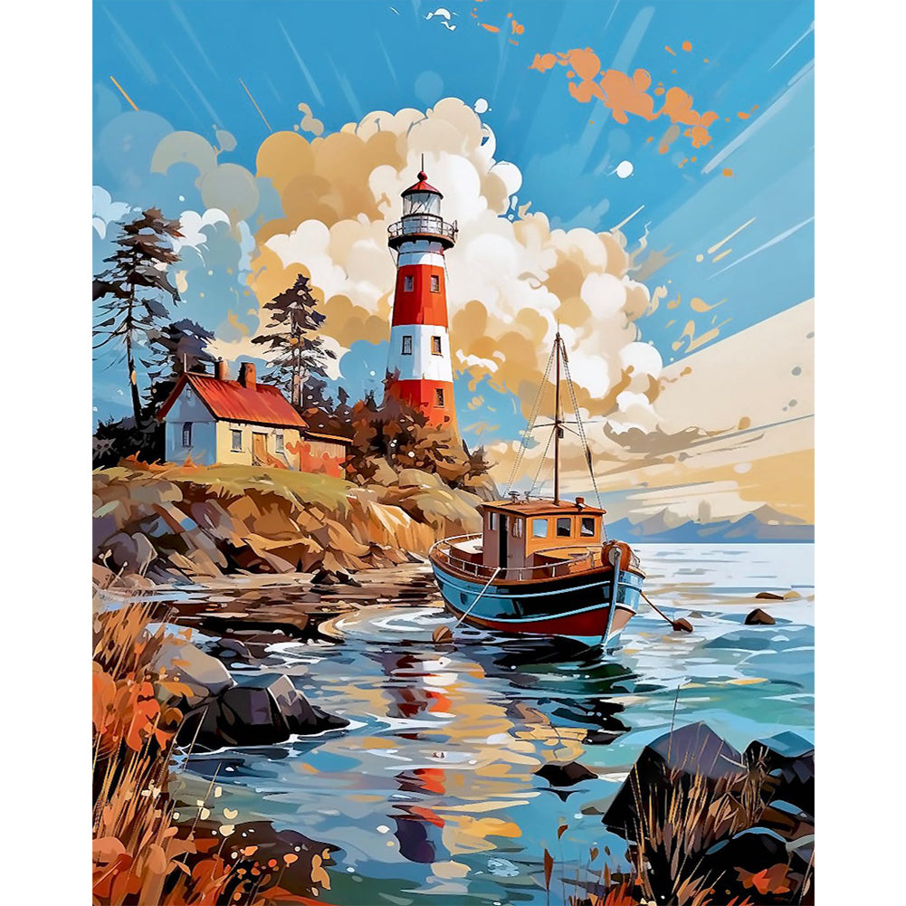 Sea Lighthouse - 11CT Stamped Cross Stitch 50*60CM
