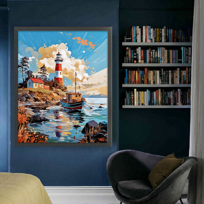 Sea Lighthouse - 11CT Stamped Cross Stitch 50*60CM