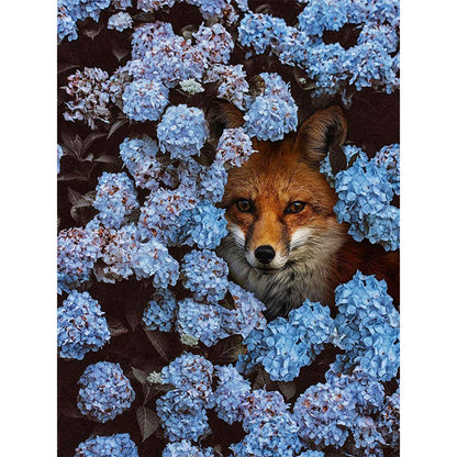 Hydrangea And Fox - Full Round Drill Diamond Painting 30*40CM