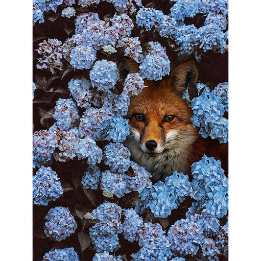 Hydrangea And Fox - Full Round Drill Diamond Painting 30*40CM