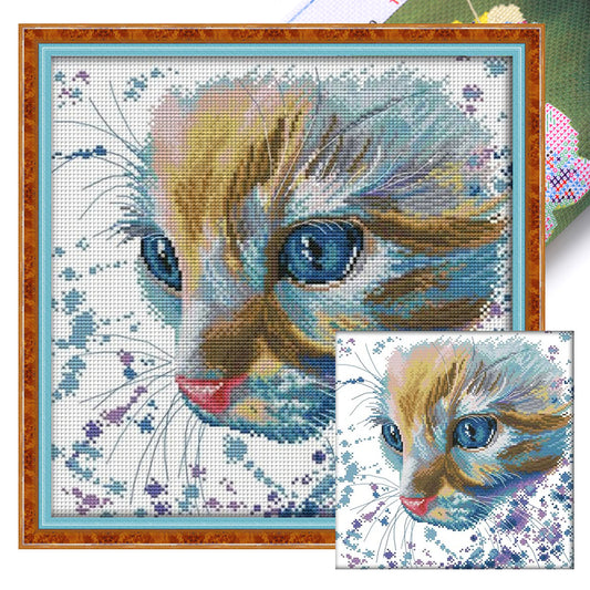 Watercolor Cat - 14CT Stamped Cross Stitch 32*32CM