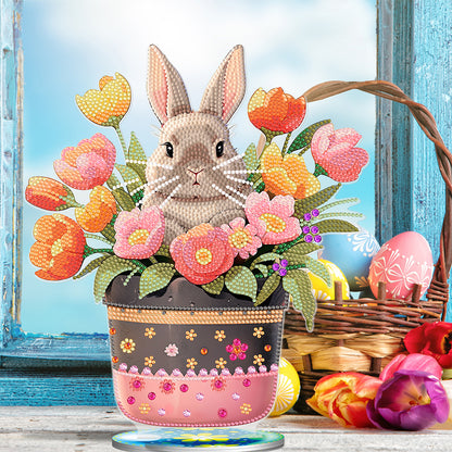 DIY Diamond Painting Desktop Ornaments Kit for Office Decor (Easter Egg Bunny)