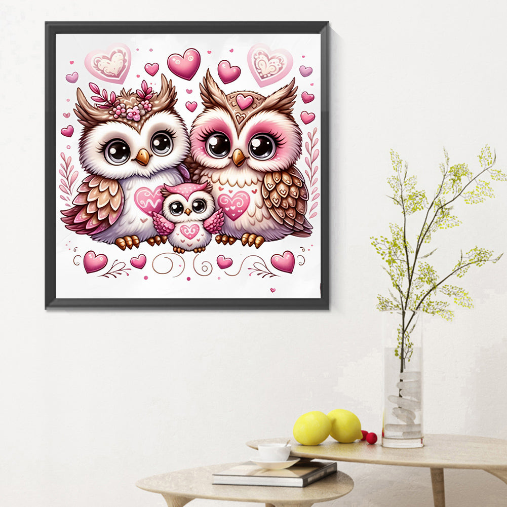 Valentine Love Owl - Full Round Drill Diamond Painting 30*30CM