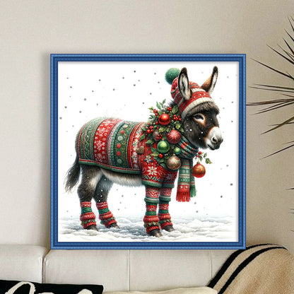 Christmas Pony - 18CT Stamped Cross Stitch 30*30CM